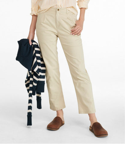 Women's Signature Easy-Cotton Pleated Chinos, Ankle - L.L.Bean Value