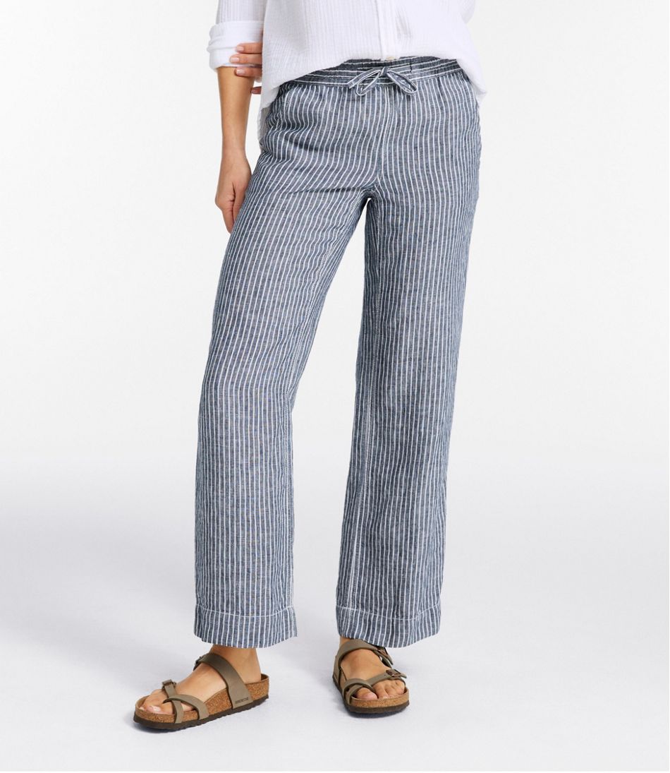 Women's Premium Washable Linen Pull-On Pants, Stripe - L.L.Bean Trusted