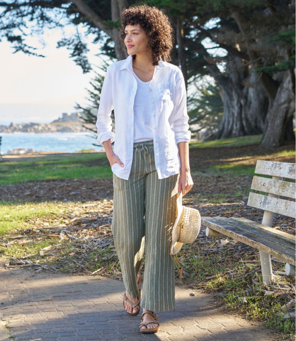 Women's Premium Washable Linen Pull-On Pants, Stripe - L.L.Bean Trusted