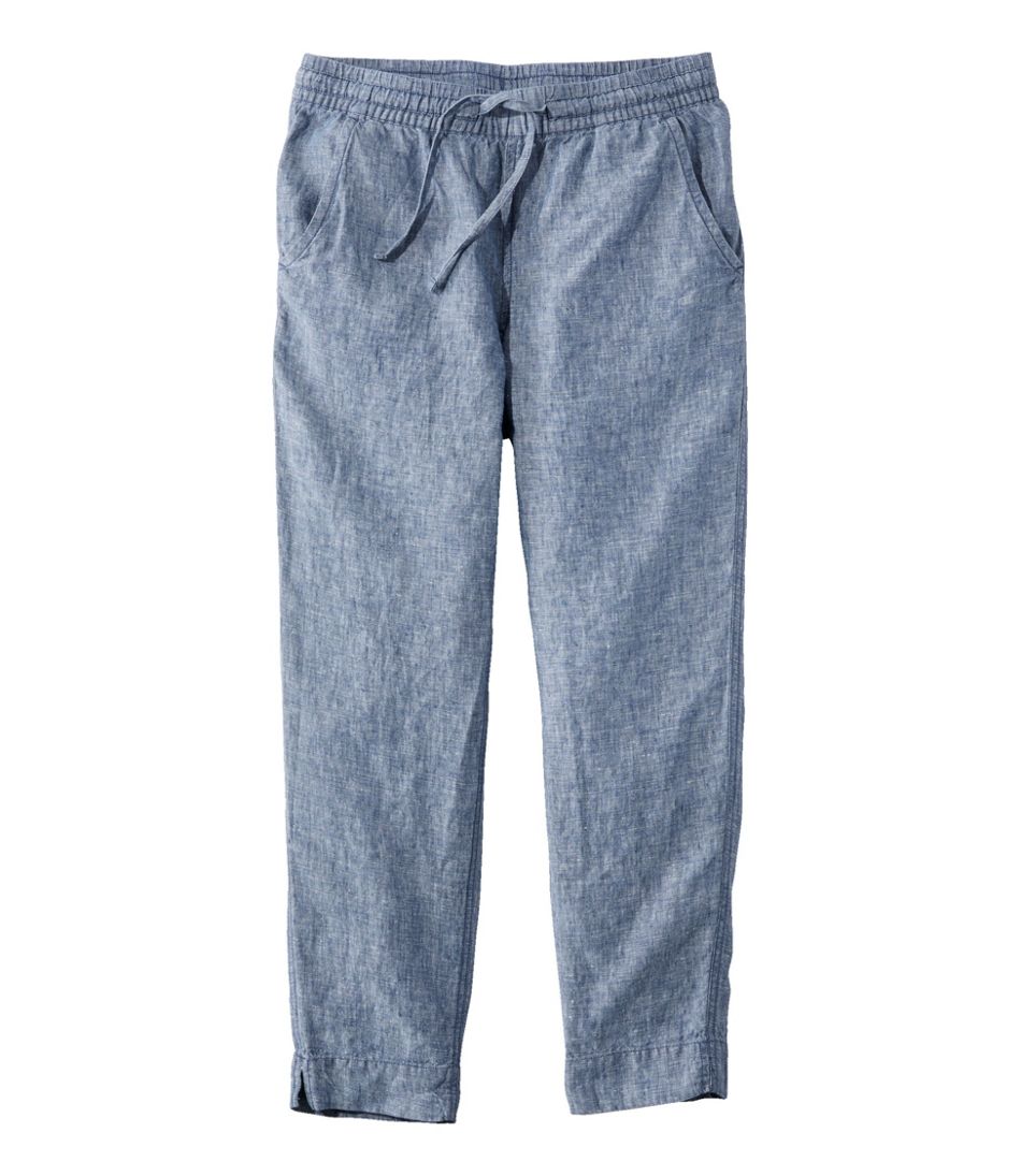 Women's Premium Linen Pull-On Ankle Pants, Mid-Rise Tapered-Leg - L.L.Bean Popular