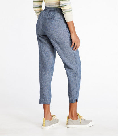 Women's Premium Linen Pull-On Ankle Pants, Mid-Rise Tapered-Leg - L.L.Bean Popular