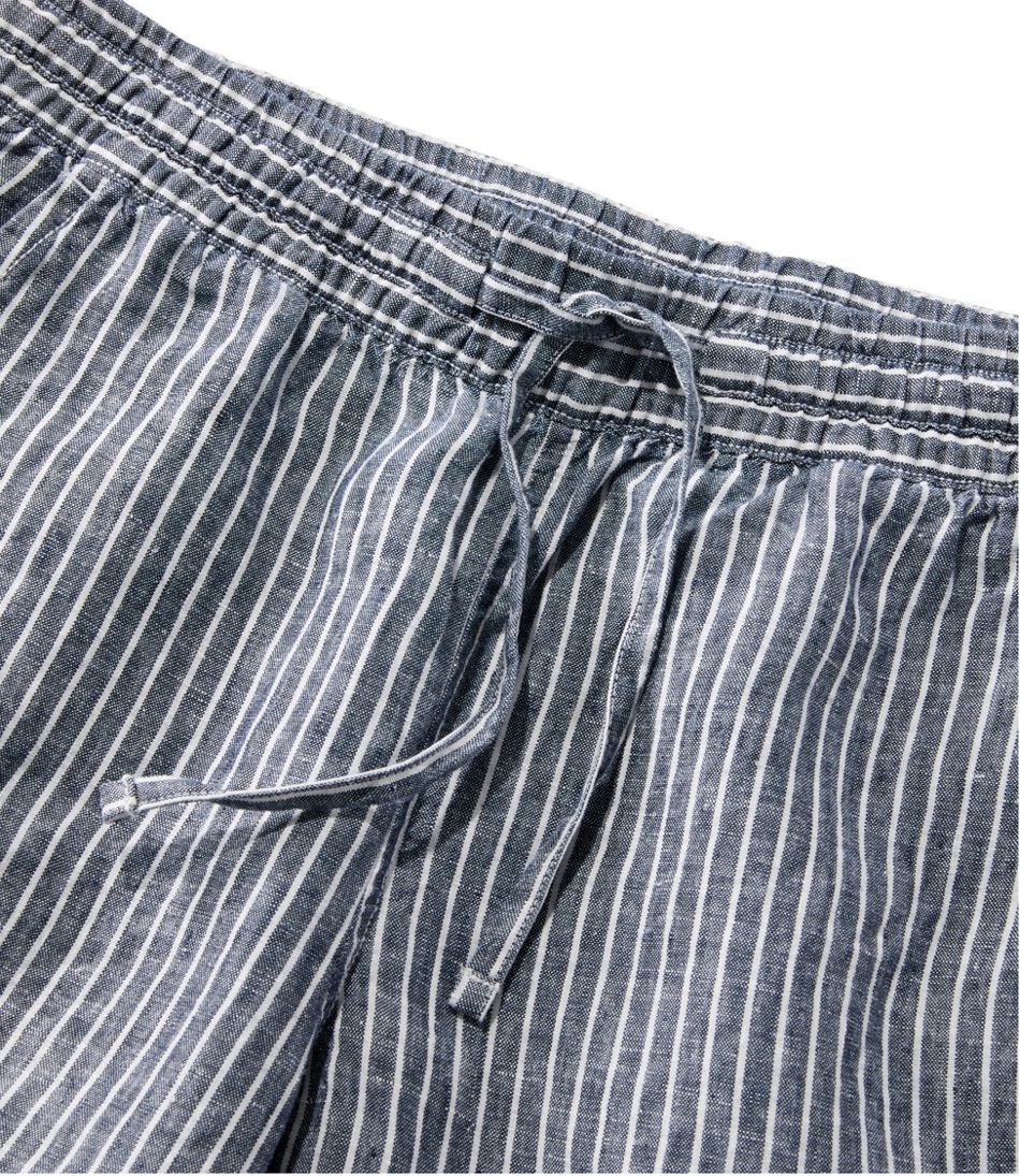 Women's Premium Linen Pull-On Ankle Pants, Mid-Rise Tapered-Leg Stripe - L.L.Bean Essential