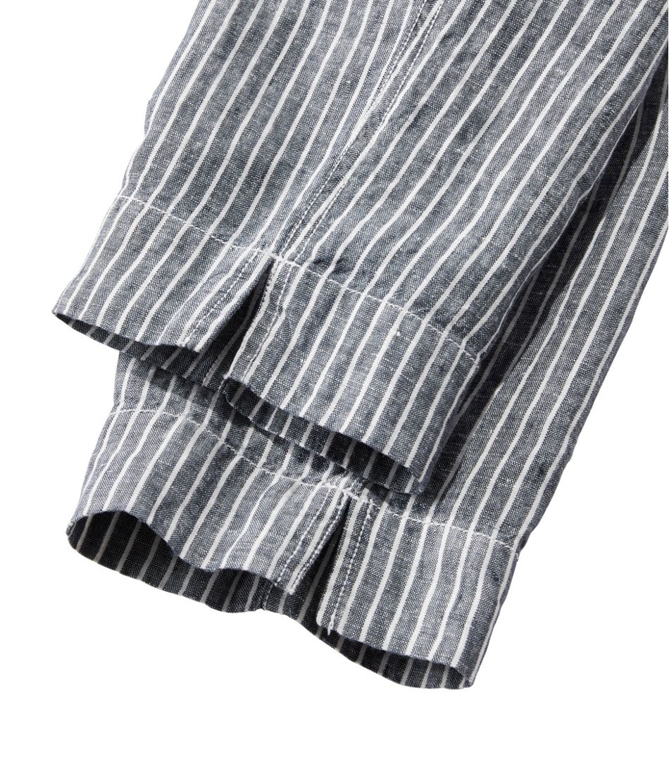 Women's Premium Linen Pull-On Ankle Pants, Mid-Rise Tapered-Leg Stripe - L.L.Bean Essential