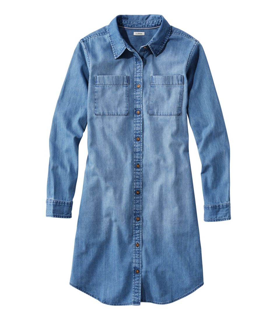 Women's L.L. Bean Heritage Washed Denim Shirt Dress - L.L.Bean Popular