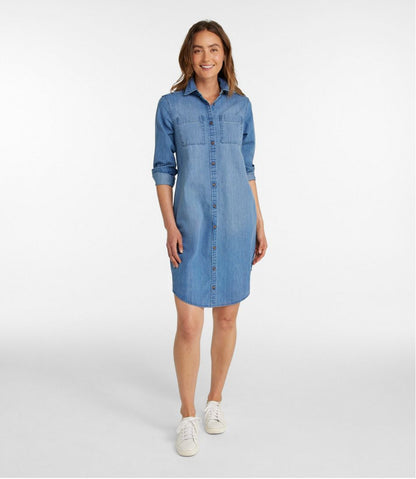 Women's L.L. Bean Heritage Washed Denim Shirt Dress - L.L.Bean Popular