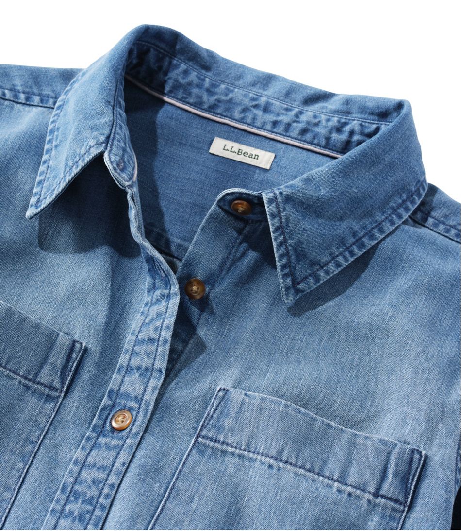 Women's L.L. Bean Heritage Washed Denim Shirt Dress - L.L.Bean Popular