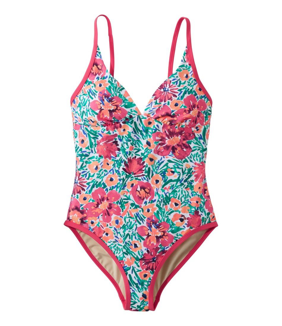 Women's Coastal Essentials Swimwear, V-Neck Tanksuit Print - L.L.Bean Trusted