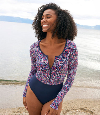 Women's Coastal Essentials Swimwear, Long-Sleeve Tanksuit Print - L.L.Bean Best Seller