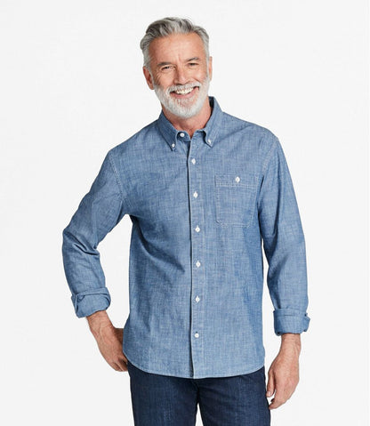Men's Comfort Stretch® Chambray Shirt, Traditional Untucked Fit, Long-Sleeve - L.L.Bean Top Pick