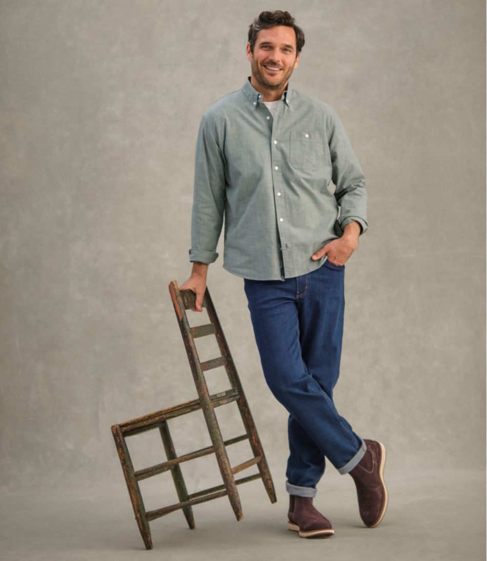 Men's Comfort Stretch® Chambray Shirt, Traditional Untucked Fit, Long-Sleeve - L.L.Bean Top Pick