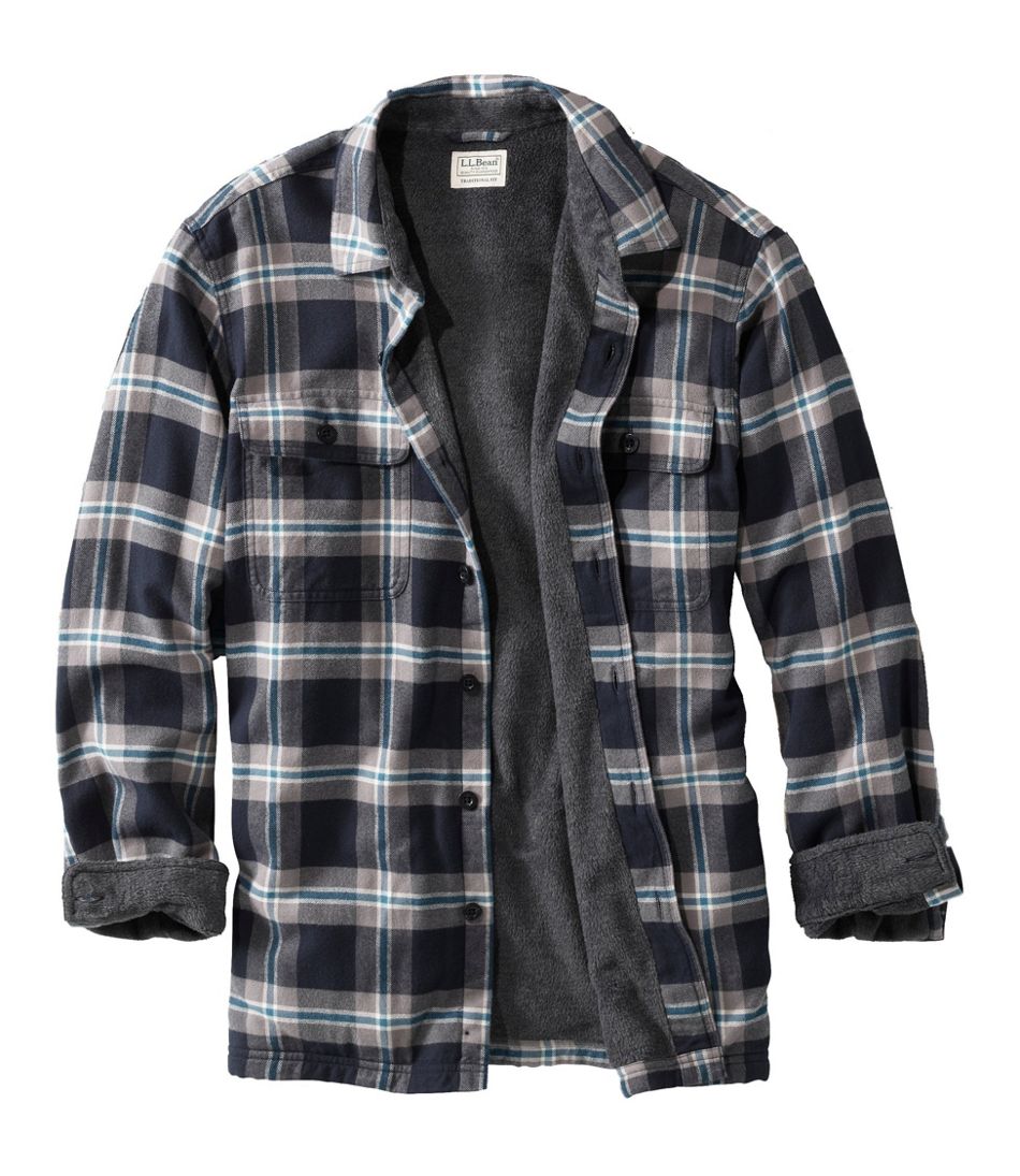 Men's Fleece-Lined Flannel Shirt, Traditional Fit - L.L.Bean Best Seller