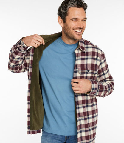 Men's Fleece-Lined Flannel Shirt, Traditional Fit - L.L.Bean Best Seller
