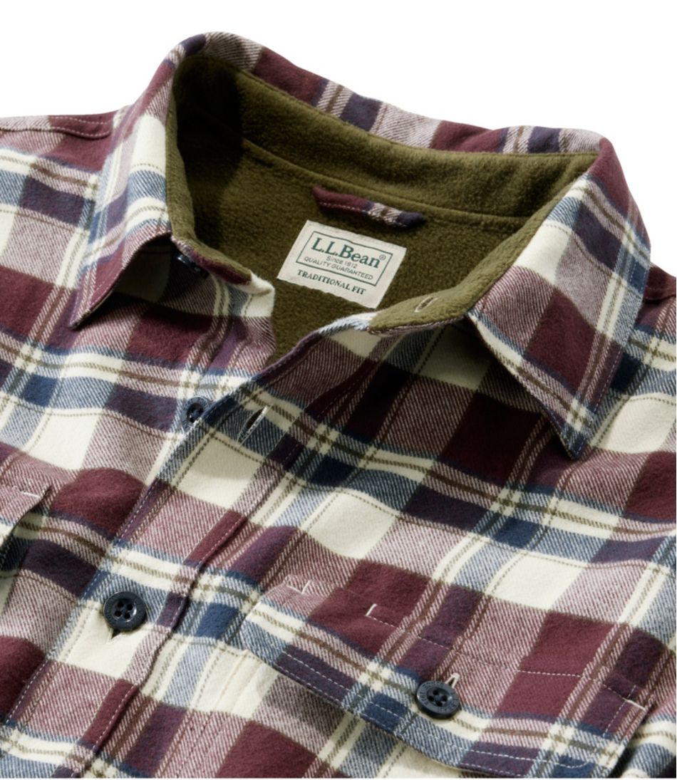 Men's Fleece-Lined Flannel Shirt, Traditional Fit - L.L.Bean Best Seller