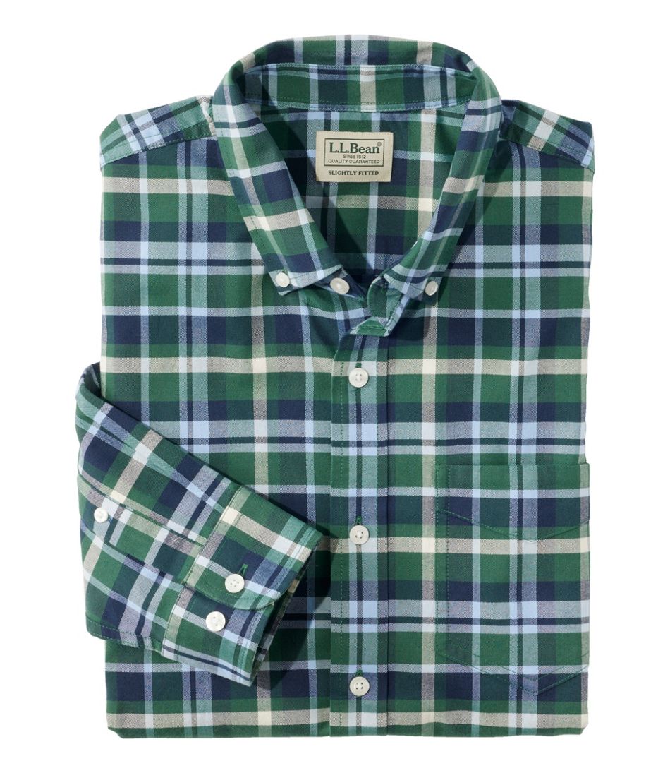 Men's Comfort Stretch® Oxford Shirt, Slightly Fitted Untucked Fit, Plaid - L.L.Bean Featured