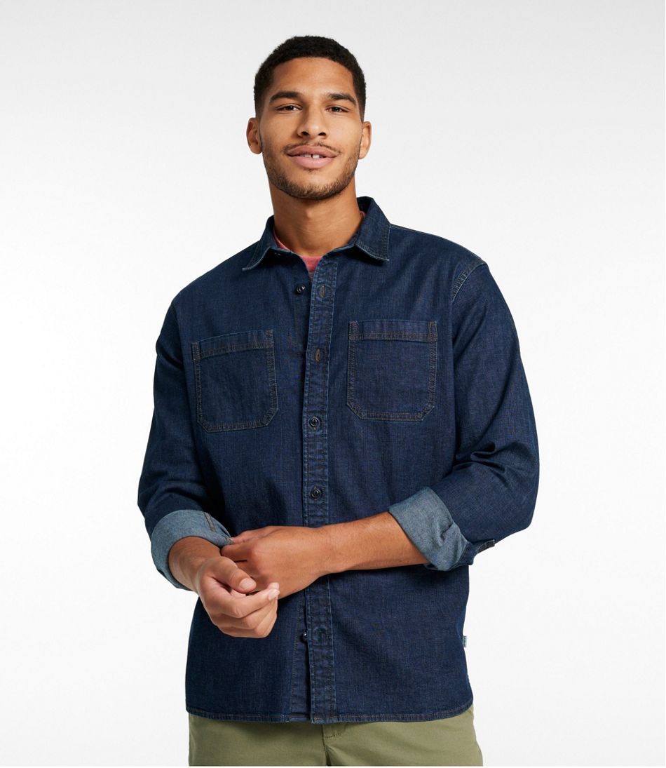 Men's BeanFlex® Denim Shirt, Traditional Untucked Fit - L.L.Bean Value