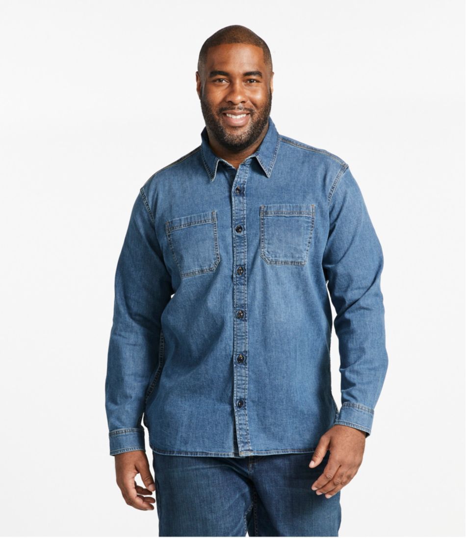 Men's BeanFlex® Denim Shirt, Traditional Untucked Fit - L.L.Bean Value