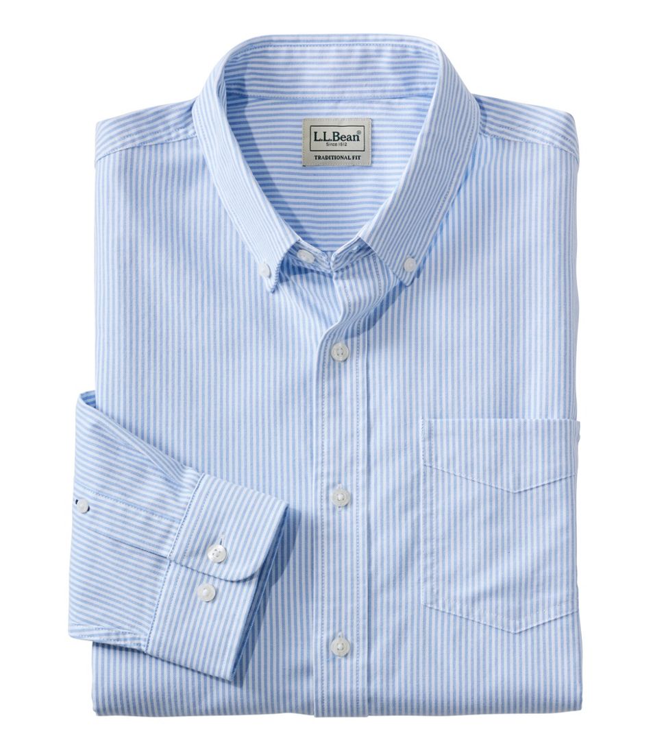 Men's Comfort Stretch Oxford Shirt, Traditional Untucked Fit, Stripe - L.L.Bean Premium