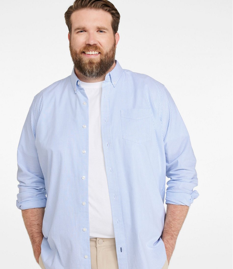 Men's Comfort Stretch Oxford Shirt, Traditional Untucked Fit, Stripe - L.L.Bean Premium