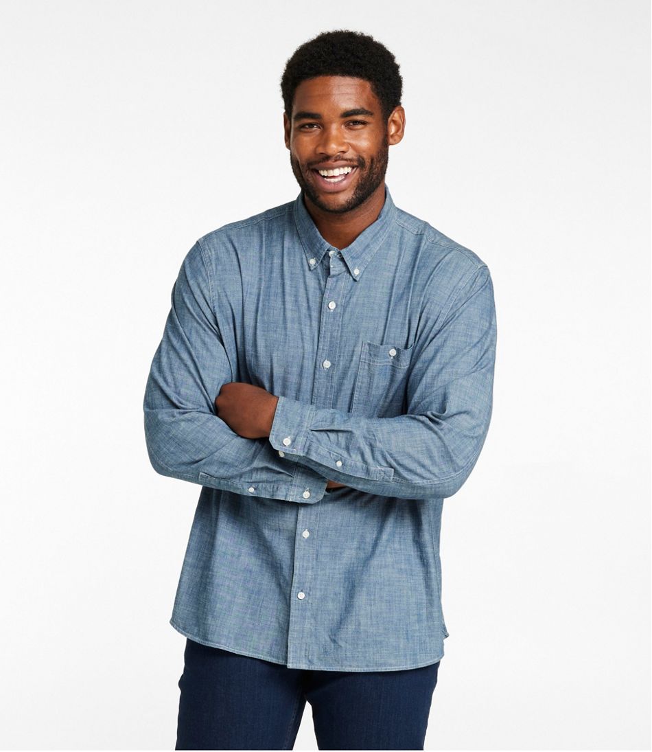 Men's Comfort Stretch® Chambray Shirt, Long-Sleeve, Slightly Fitted Untucked Fit - L.L.Bean Exclusive