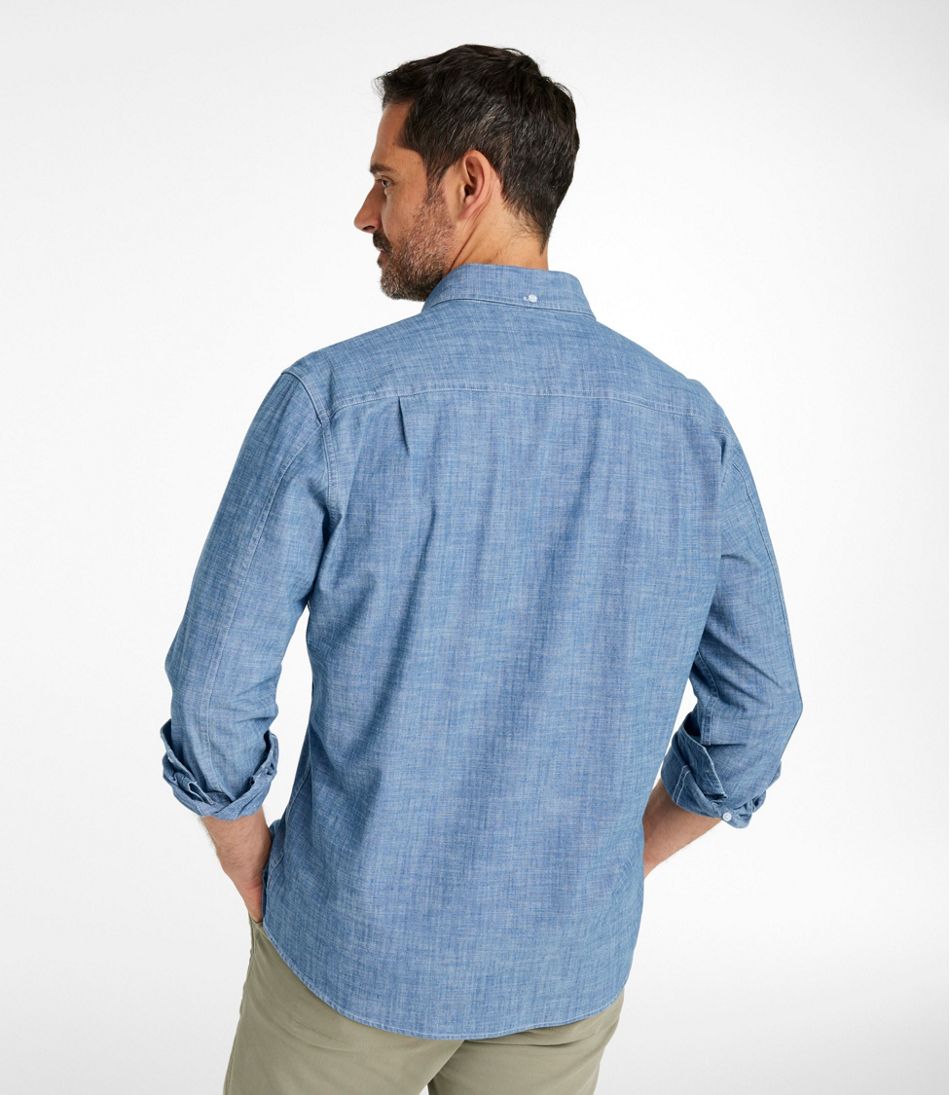 Men's Comfort Stretch® Chambray Shirt, Long-Sleeve, Slightly Fitted Untucked Fit - L.L.Bean Exclusive