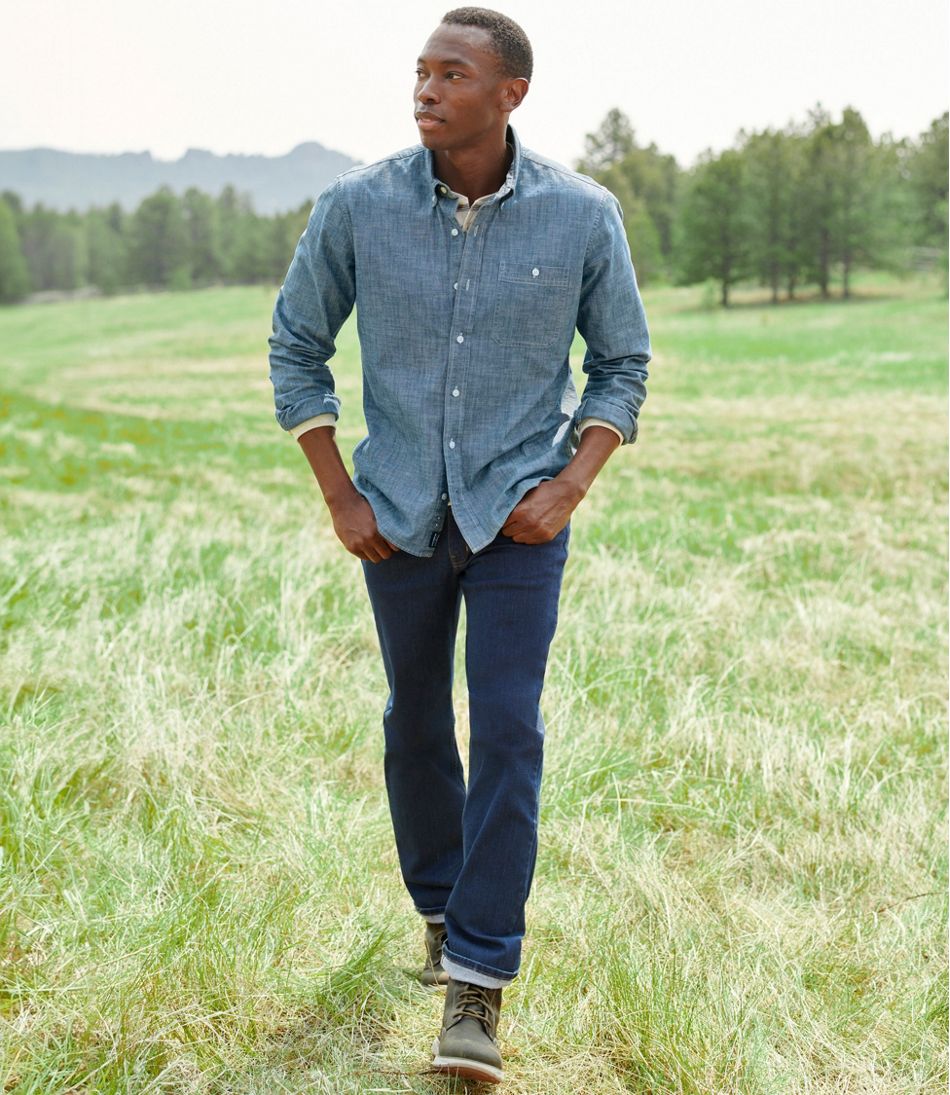 Men's Comfort Stretch® Chambray Shirt, Long-Sleeve, Slightly Fitted Untucked Fit - L.L.Bean Exclusive