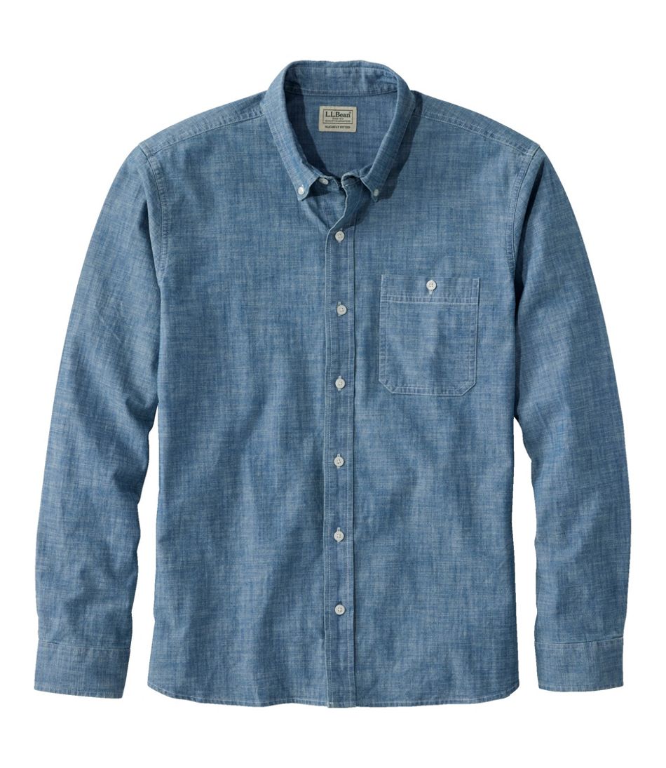 Men's Comfort Stretch® Chambray Shirt, Long-Sleeve, Slightly Fitted Untucked Fit - L.L.Bean Exclusive