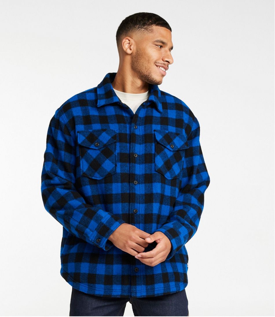 Men's Maine Guide Sherpa Lined Wool Shirt - L.L.Bean Value