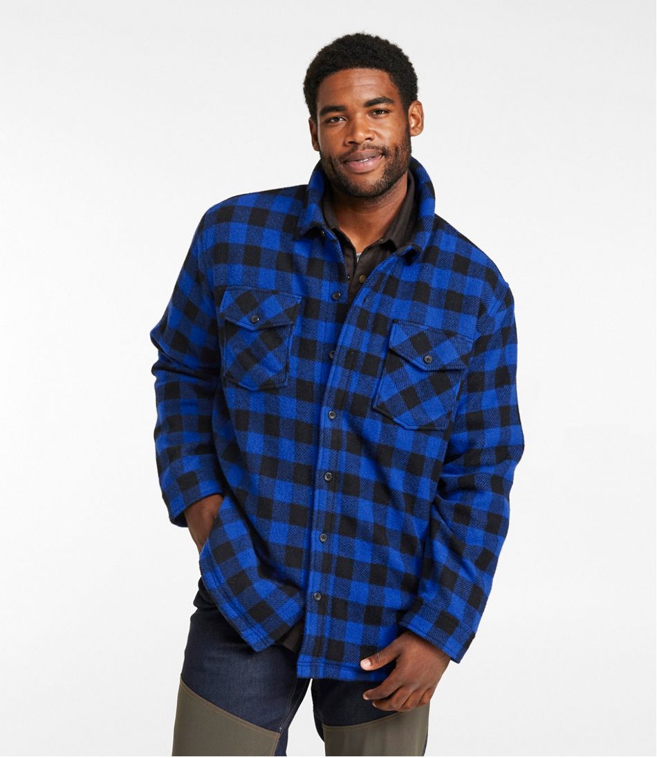 Men's Maine Guide Sherpa Lined Wool Shirt - L.L.Bean Value