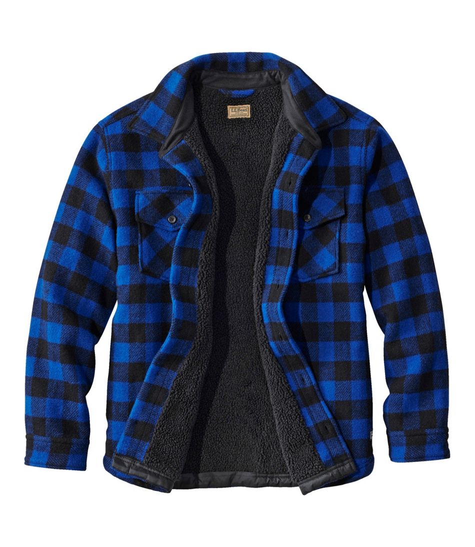 Men's Maine Guide Sherpa Lined Wool Shirt - L.L.Bean Value