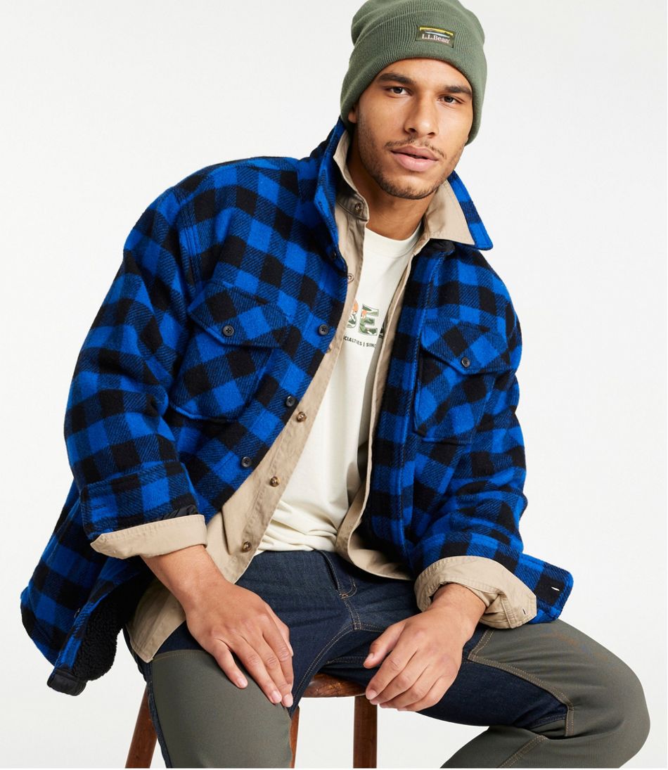 Men's Maine Guide Sherpa Lined Wool Shirt - L.L.Bean Value