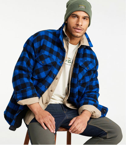 Men's Maine Guide Sherpa Lined Wool Shirt - L.L.Bean Value