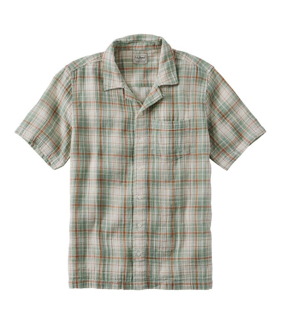 Men's Cloud Gauze Shirt, Short-Sleeve, Slightly Fitted Untucked Fit, Plaid - L.L.Bean Featured