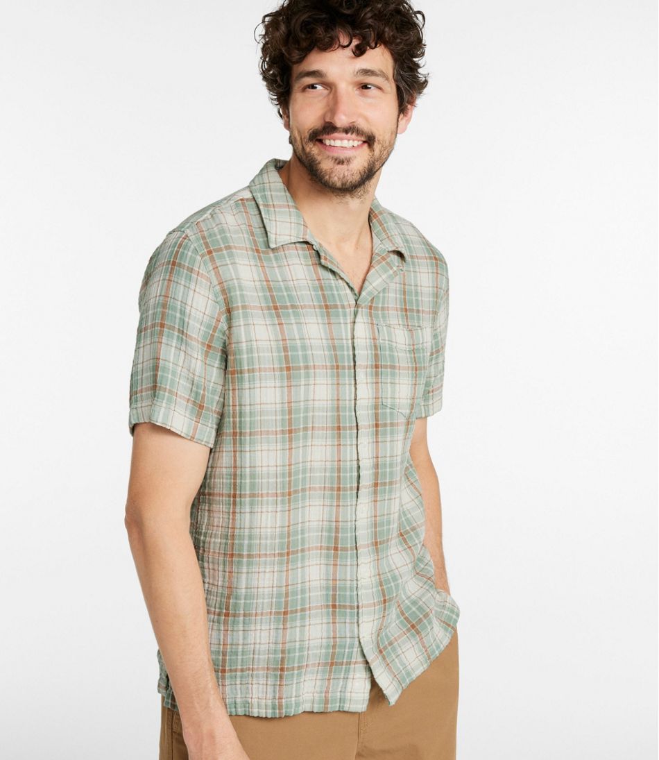 Men's Cloud Gauze Shirt, Short-Sleeve, Slightly Fitted Untucked Fit, Plaid - L.L.Bean Featured