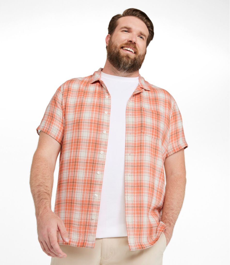 Men's Cloud Gauze Shirt, Short-Sleeve, Slightly Fitted Untucked Fit, Plaid - L.L.Bean Featured