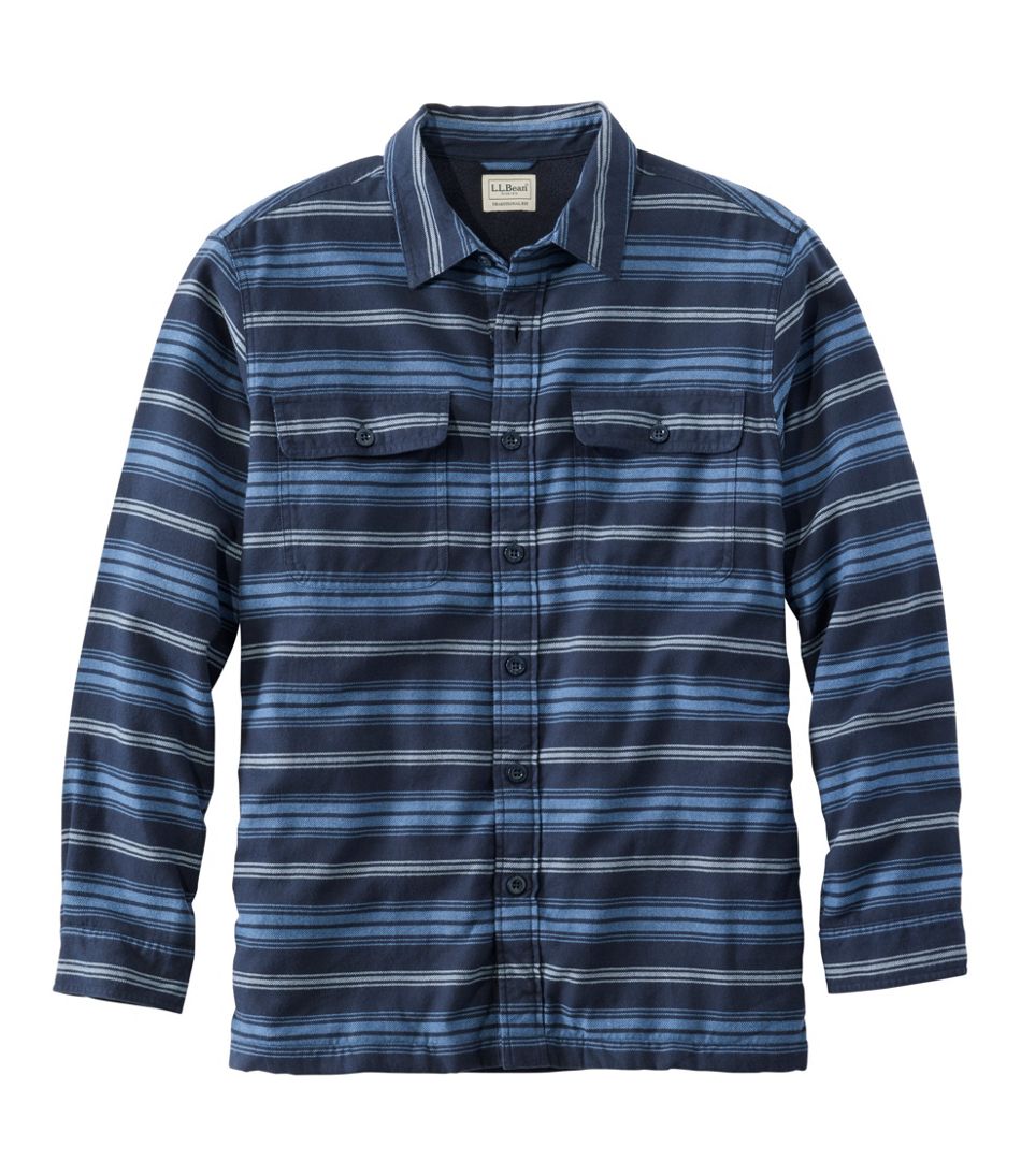 Men's Fleece-Lined Flannel Shirt, Traditional Fit, Stripe - L.L.Bean Everyday