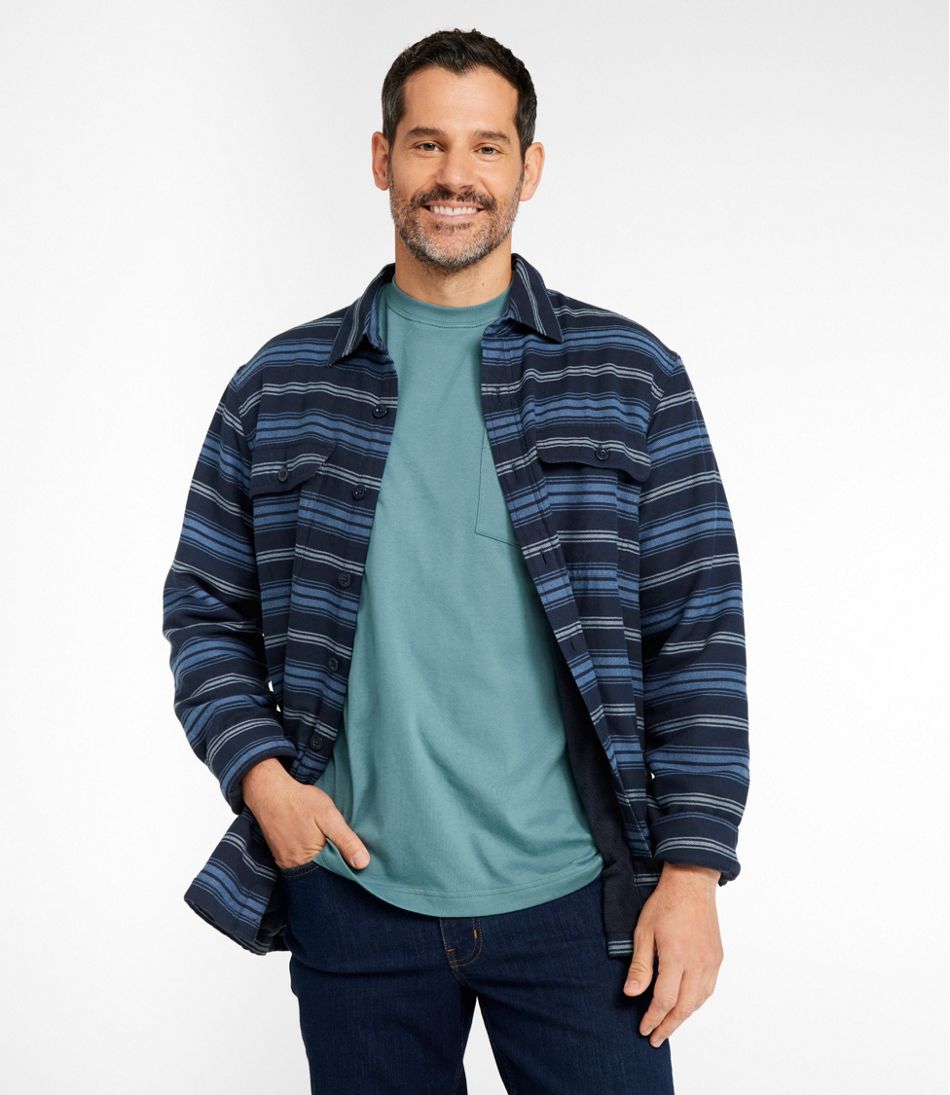 Men's Fleece-Lined Flannel Shirt, Traditional Fit, Stripe - L.L.Bean Everyday