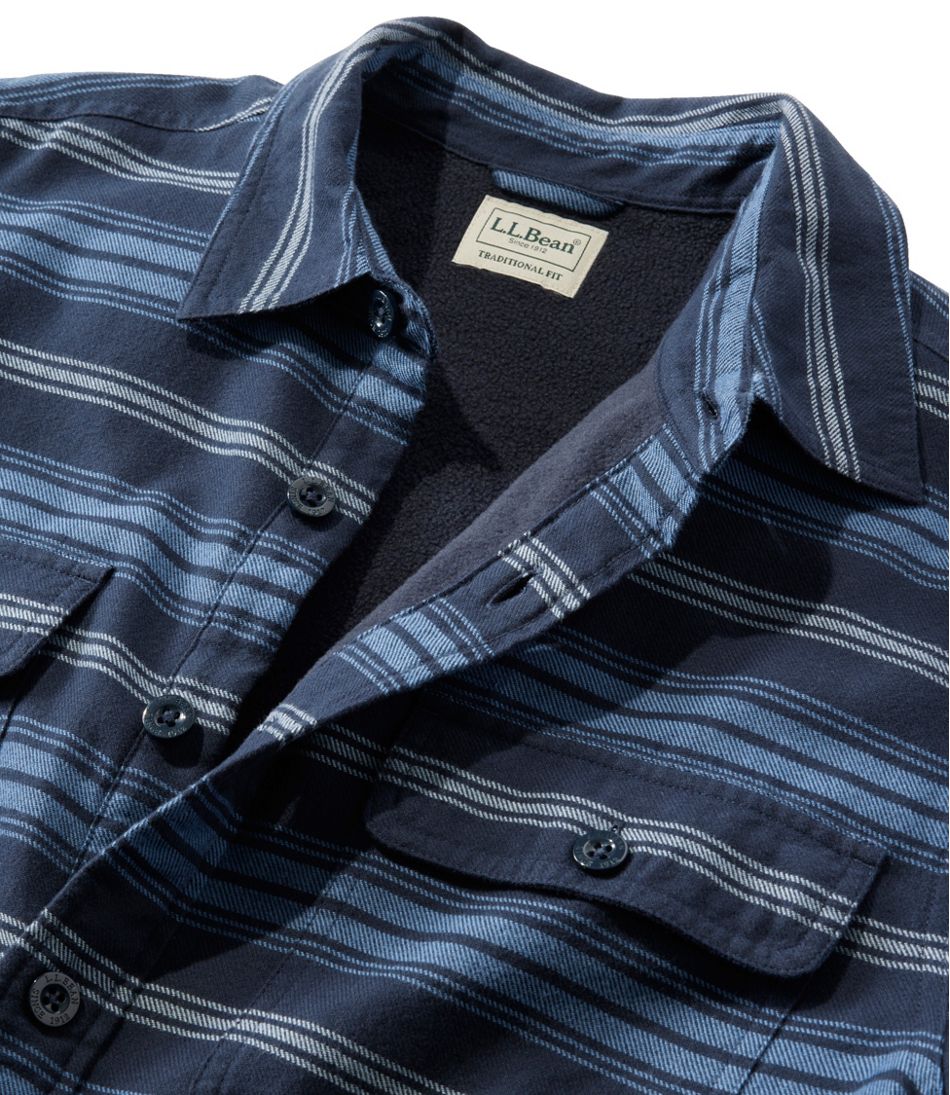 Men's Fleece-Lined Flannel Shirt, Traditional Fit, Stripe - L.L.Bean Everyday
