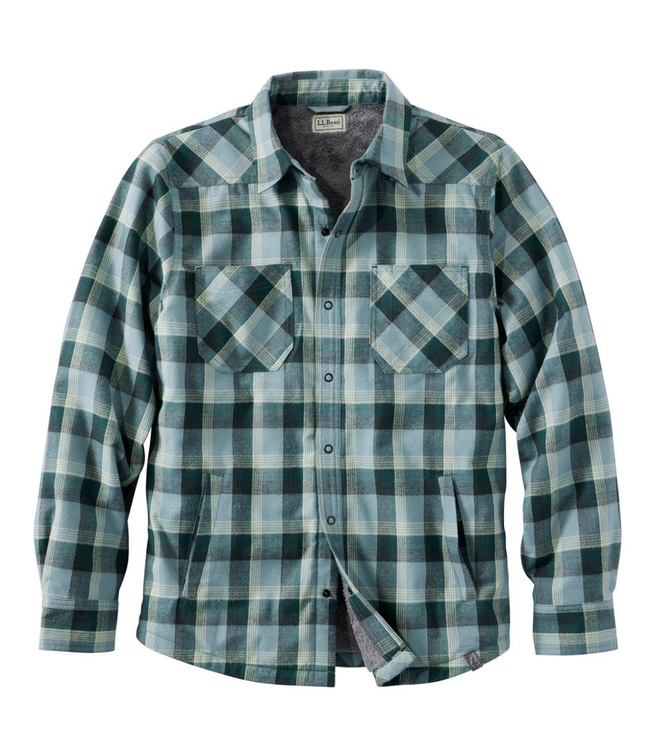 Men's Katahdin Performance Flannel Shirt-Jacket, Hi-Pile Fleece-Lined Plaid - L.L.Bean Value