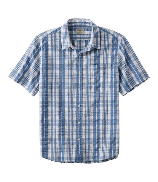 Men's Organic Cotton Seersucker Shirt, Short-Sleeve, Slightly Fitted, Plaid - L.L.Bean Quality