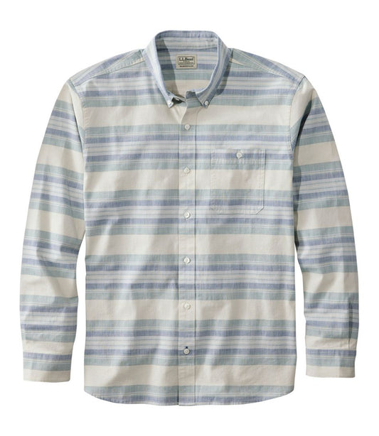 Men's Comfort Stretch Chambray Shirt, Traditional Untucked Fit, Long-Sleeve, Stripe - L.L.Bean Trusted