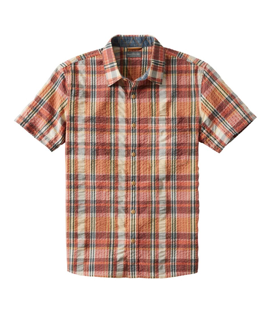 Men's Signature Seersucker Madras Shirt, Slightly Fitted, Short-Sleeve - L.L.Bean Customer Favorite