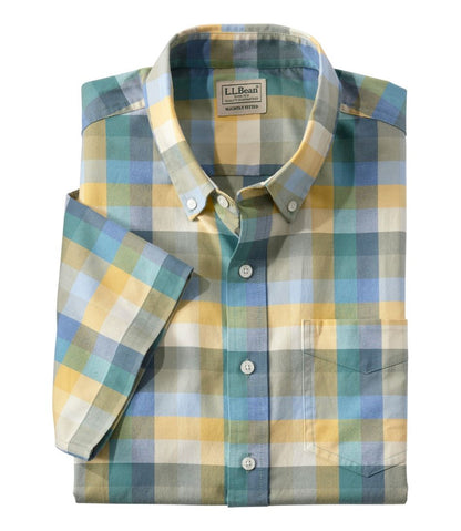 Men's Comfort Stretch® Oxford, Slightly Fitted Untucked Fit, Short-Sleeve, Plaid - L.L.Bean Classic