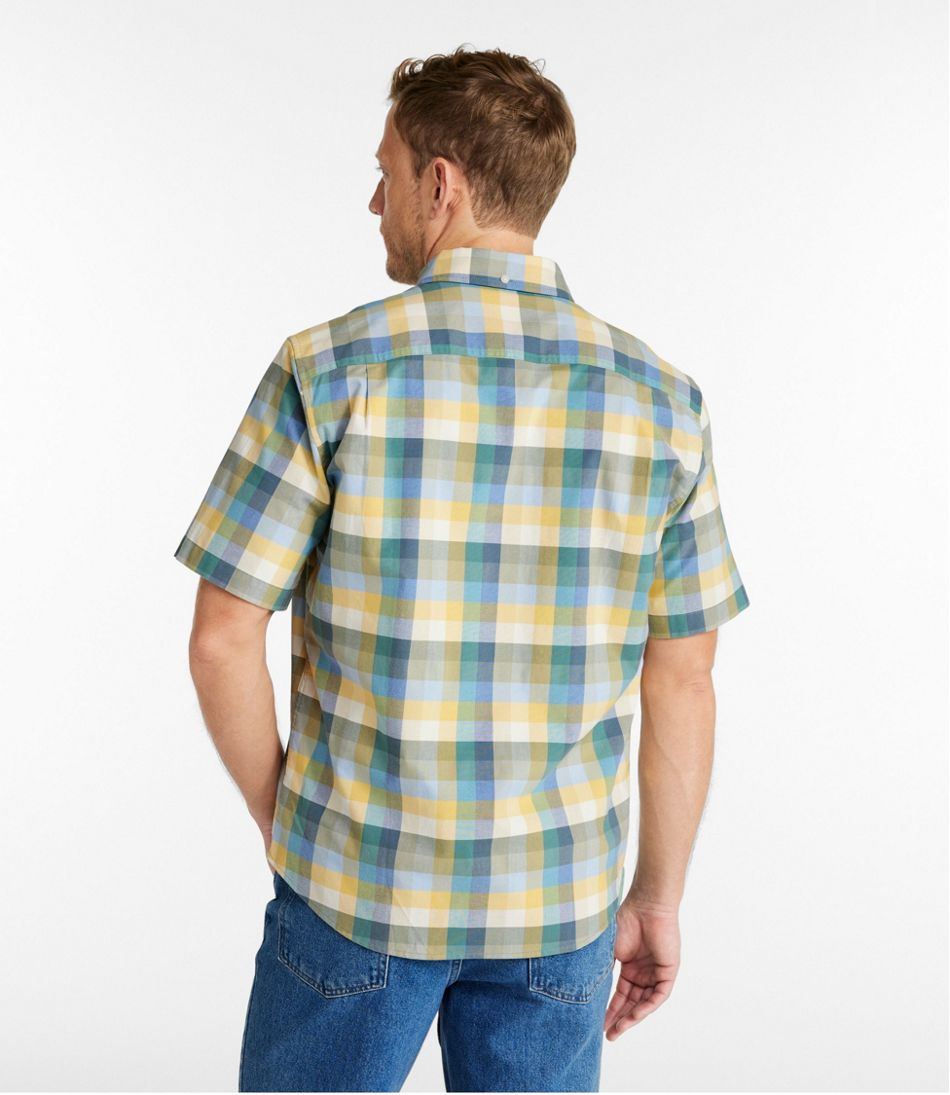 Men's Comfort Stretch® Oxford, Slightly Fitted Untucked Fit, Short-Sleeve, Plaid - L.L.Bean Classic