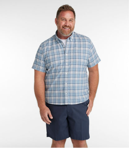 Men's Comfort Stretch® Oxford, Slightly Fitted Untucked Fit, Short-Sleeve, Plaid - L.L.Bean Classic