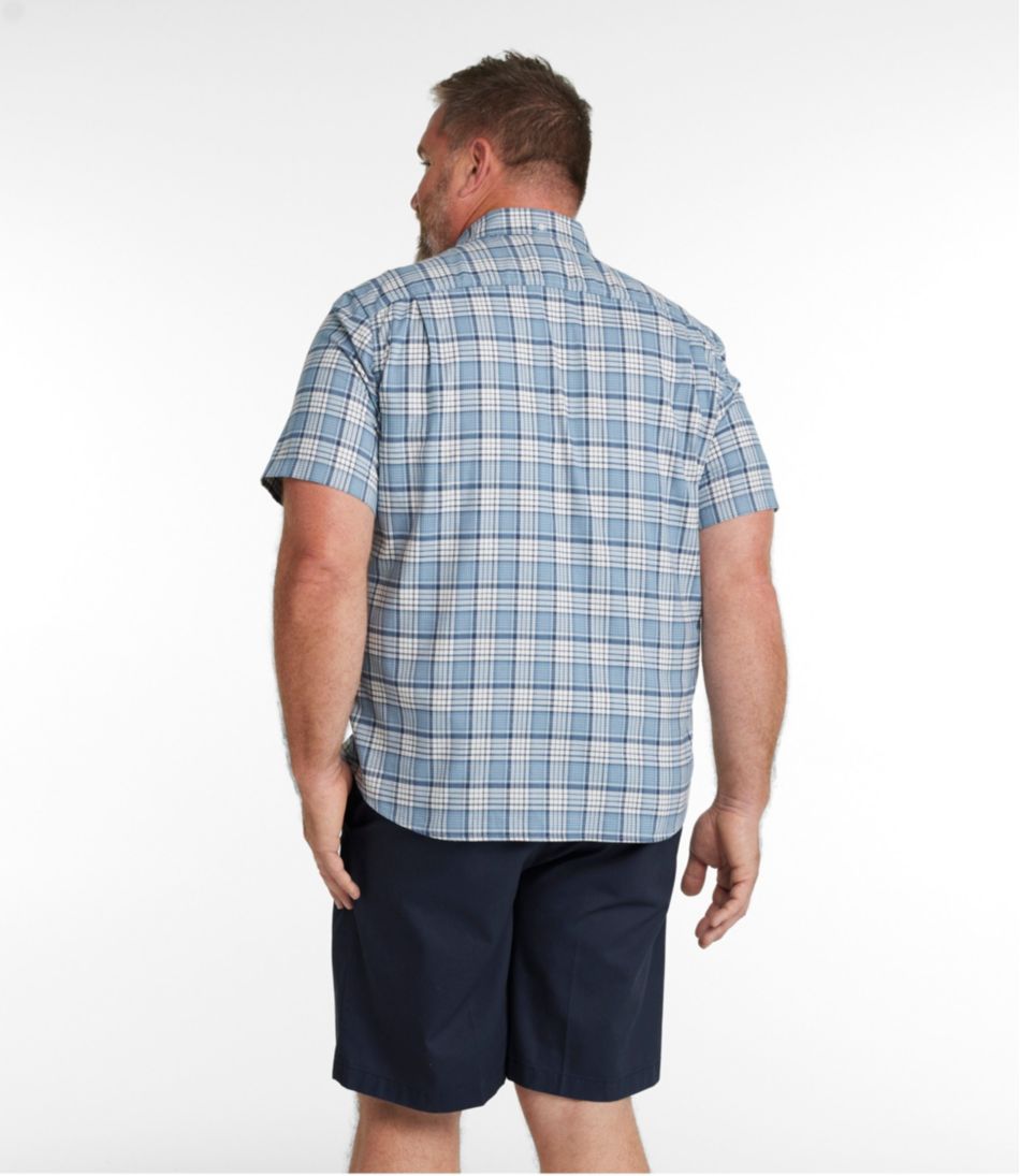 Men's Comfort Stretch® Oxford, Slightly Fitted Untucked Fit, Short-Sleeve, Plaid - L.L.Bean Classic
