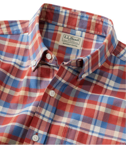 Men's Comfort Stretch® Oxford, Slightly Fitted Untucked Fit, Short-Sleeve, Plaid - L.L.Bean Classic
