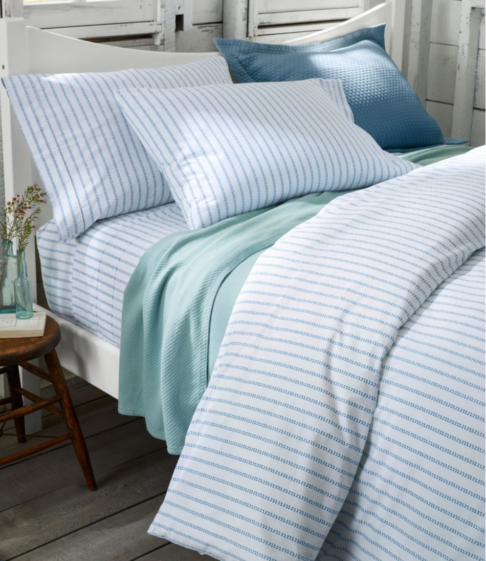 Sunwashed Percale Sheet Collection, Stripe Leaf - L.L.Bean Quality