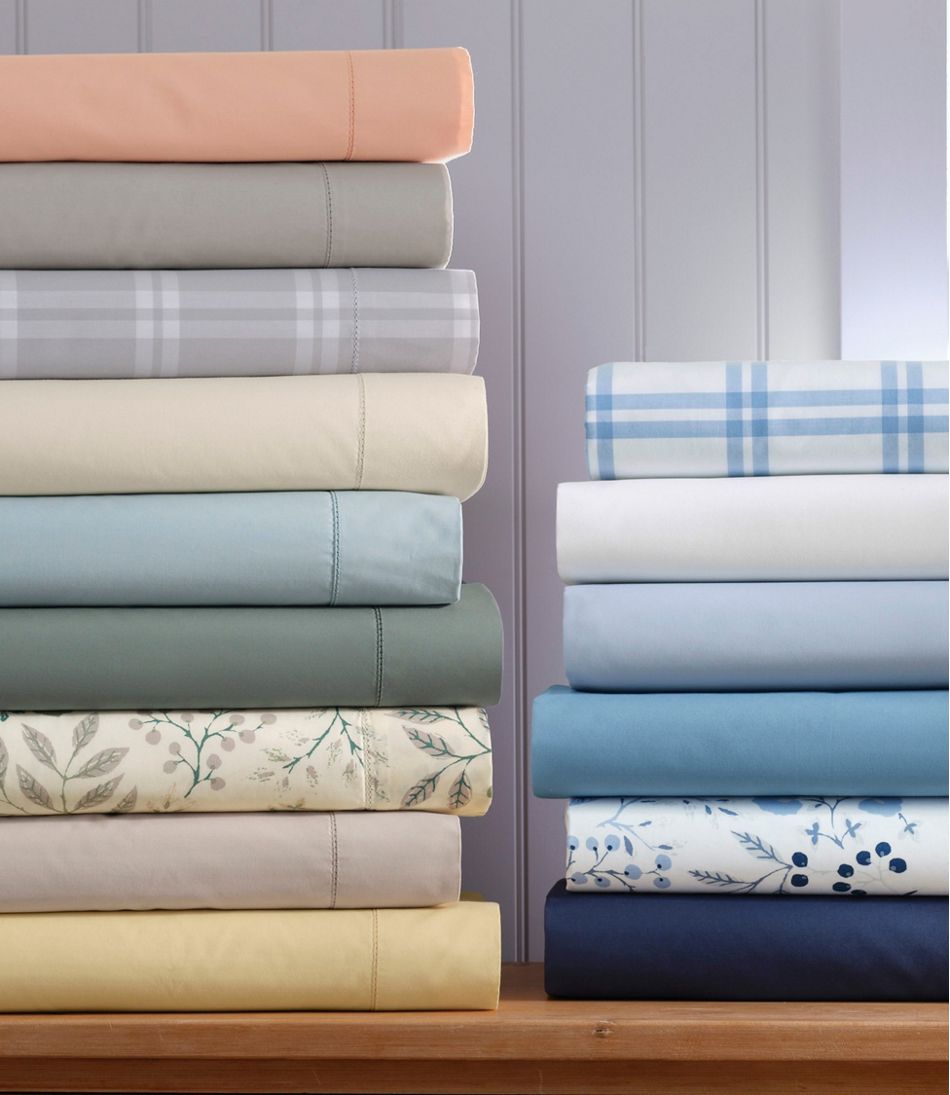 280-Thread-Count Pima Percale Sheet Collection, Windowpane - L.L.Bean Premium