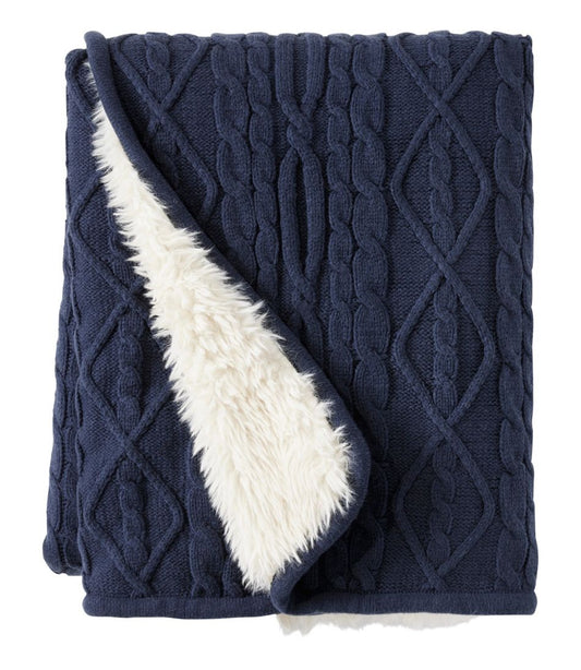 1912 Heritage Knit Faux Fur Throw, Cable - L.L.Bean Recommended