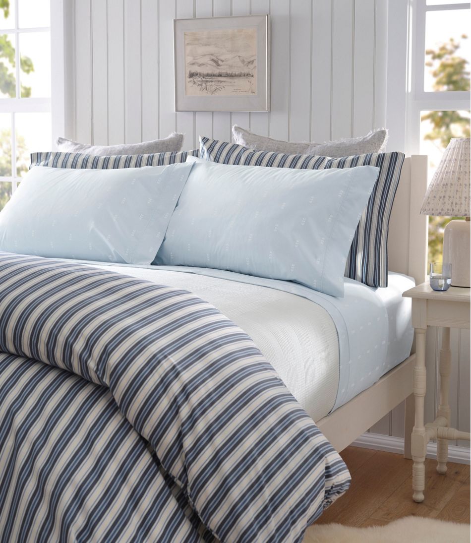 Sunwashed Percale Sheet Collection, Stamped Leaf Print - L.L.Bean Best Seller